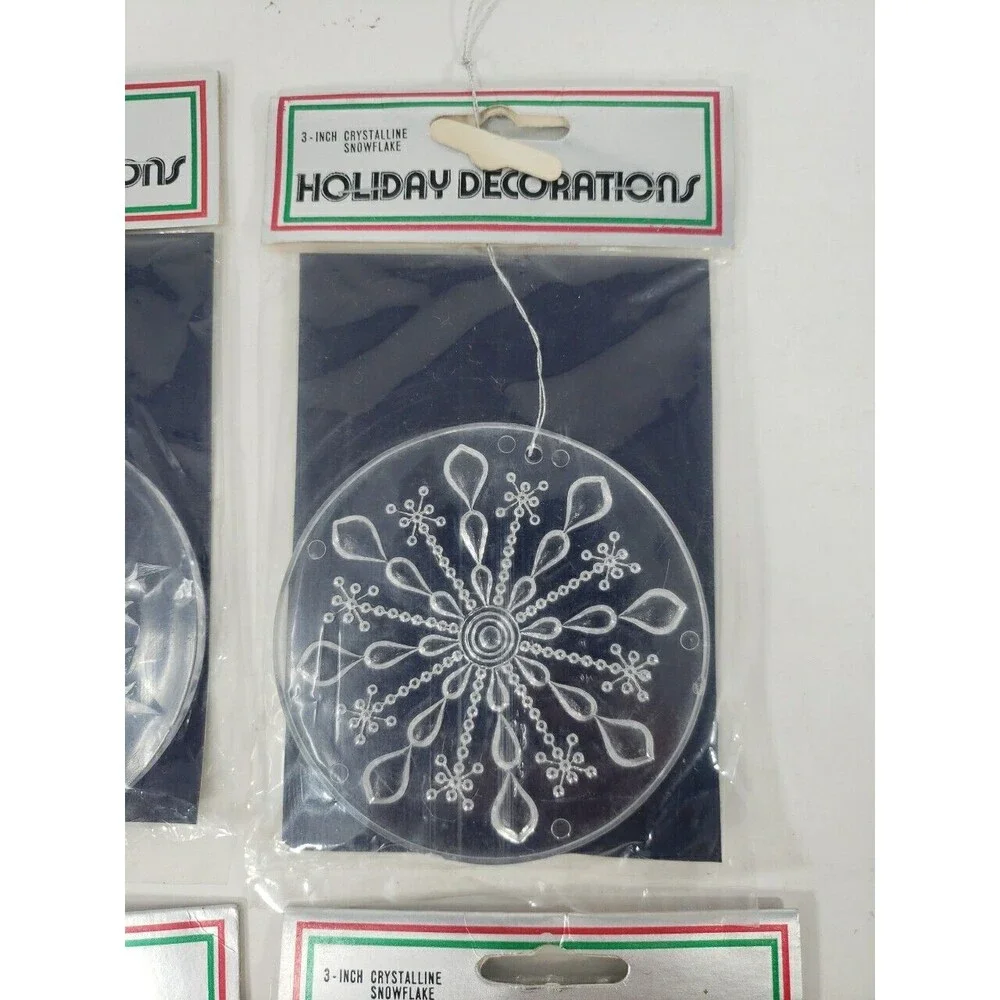 Crystalline Snowflake Ornaments VTG 1978 NOS Hong Kong Household Merchandising
